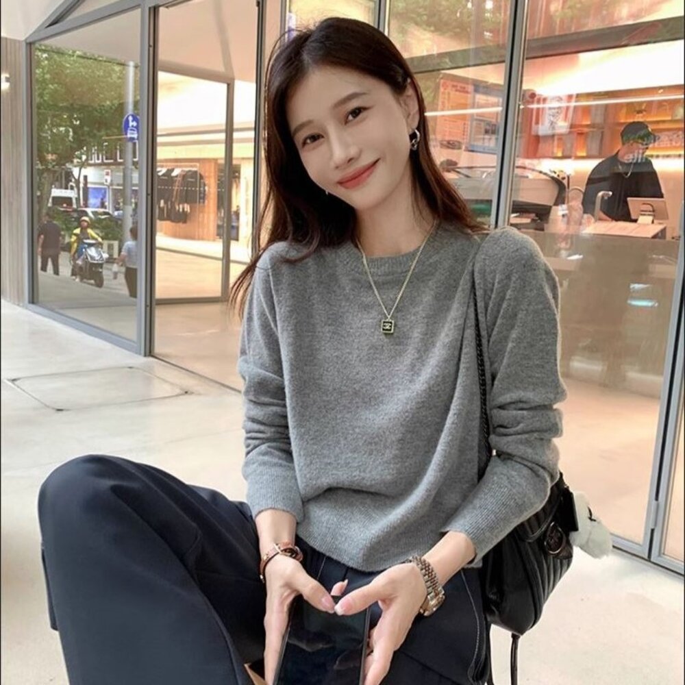 2/$20🛍EKOOL Grey Wool Blend Crewneck Sweater Relaxed Fit Soft Knit M